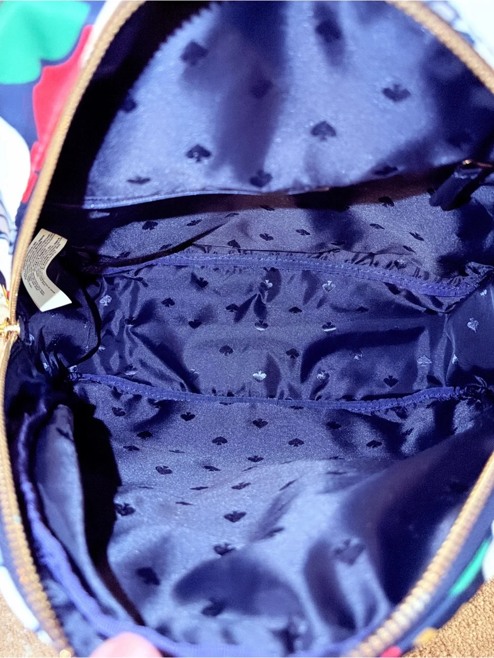 kate spade navy floral backpack with matching wallet set